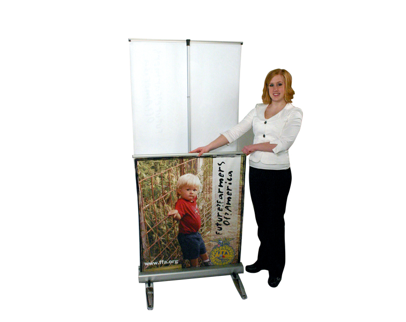  MediaScreen AWD retractable outdoor banner stand - Double sided graphic easily retracts