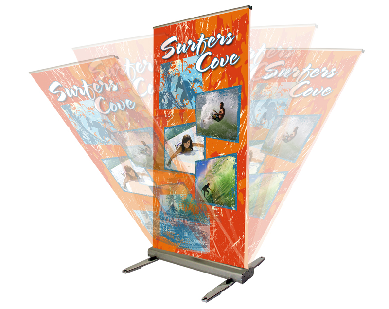 MediaScreen AWD retractable outdoor banner stand - Spring loaded graphic mast