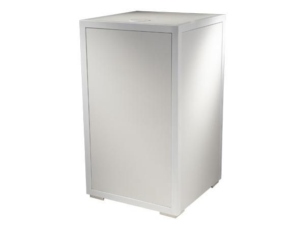 Powered Locking Pedestal, White, 42", Back -- Trade Show Rental Furniture