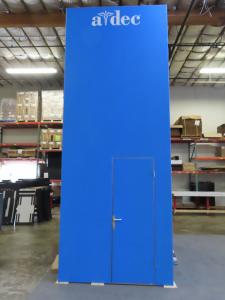 Custom 16 ft. High Gravitee Tower with Locking Storage, SEG Fabric Graphics, and Reception Counter with Backlit Programmable RGB Logo -- View 3