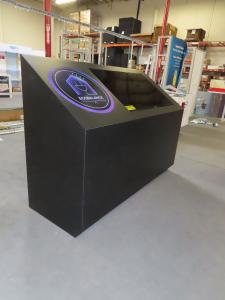 Custom Monitor Kiosk for 50" Monitor with Vinyl Graphic and Locking Storage -- View 2