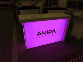 Modified MOD-1716 Backlit Counter with Fabric Graphics, Programmable RGB LED Lights, Charging Pad, and Locking Storage -- View 3
