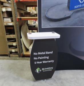 SYK-1013 Symphony Portable Display with Curved Concave Frame, SEG Fabric Graphic, Backwall Workstation, and Wireless Charging Pads -- View 2