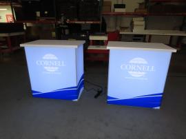 Modified MOD-1703 Backlit Counters (38" W x 24" D x 40" H) with Fabric Graphic and Locking Storage