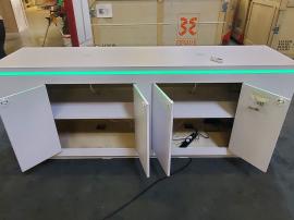 Modified MOD-1736 Counter (96" x 24" 38") with (2) Pop Up Power Grommets, RGB LED Accent Lights, Locking Storage, and Vinyl Graphic -- View 3