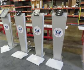 (4) MOD-1373 iPad Stands with LED Accent Lights, Locking Clamshells, and MOD-1345 Tilt Mechanism -- View 2