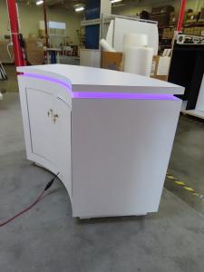 MOD-1727 Curved Custom Counter w/ Locking Storage and RGB Programmable Accent Lights and Custom Touchscreen Counter w/ Inset -- View 2