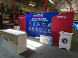 Modified SYK-2040 Symphony Display with SEG Fabric Graphics, Backlighting, (2) SYM-406B Counters with Locking Storage, Monitor Mounts, and Custom Reception Counter with Storage
