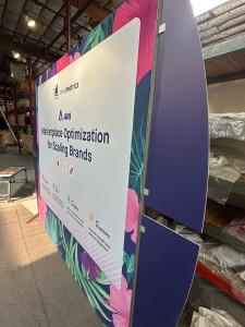 RENTAL: RE-1216 Inline Design with 116" Wide x 90" High Backwall, (2) LED Arm Lights, Direct Print Sintra Accent Wing Graphics, and SEG Fabric Graphic -- View 2