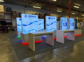 (6) Custom Double-sided Lightboxes (60 x 90 and 48 x 96) with SEG Fabric Graphics and (1) Laminated Counters with Locking Storage and RGB LED Accent Lights -- View 2