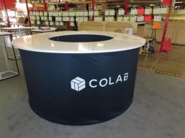 (2) Custom Extrusion C-Shaped Counters with Velcro-attached Fabric Graphics
